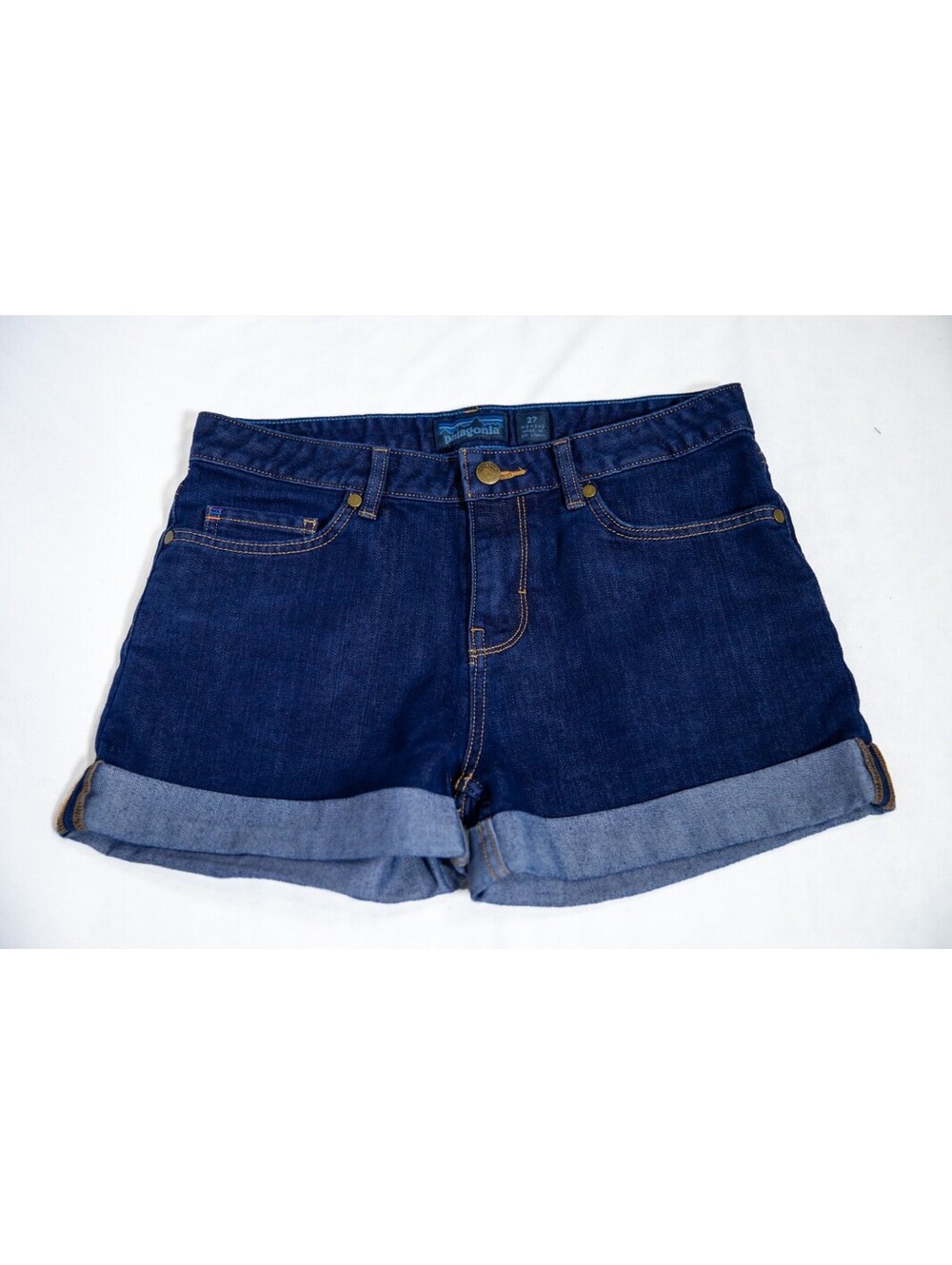 Patagonia Denim Shorts Womens 27 Dark Wash Blue Zip Fly Organic Cotton Blend